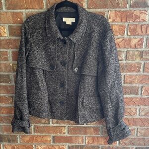 EUC Michael Kors Dark Brown and Black Tweed Cropped Jacket